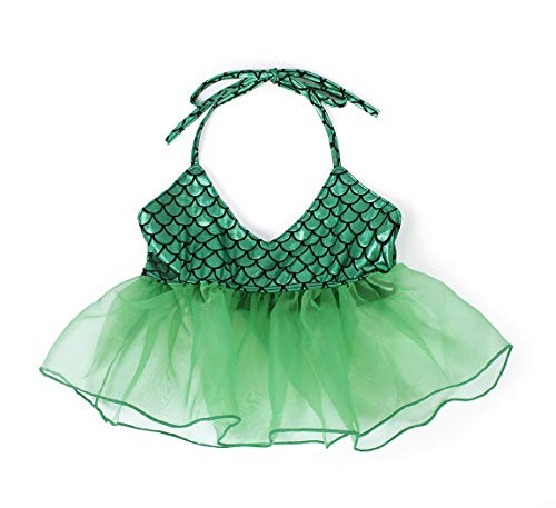 Jurebecia fato de banho de sereia verde feminino Separate Mermaid Cute 3 Piece Mesh Swimsuit Mermaid