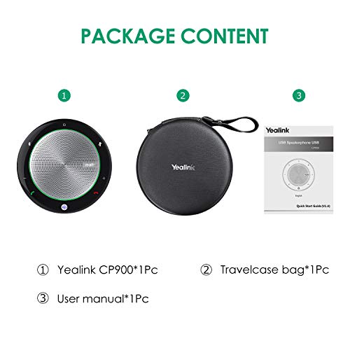 Image of Yealink Bluetooth Speakerphone USB Speakers with Microphone Teams Certified CP900 Wireless Enhanced Noise Reduction Algorithm Home Office 360 Voice Pickup (Package Without dongle)