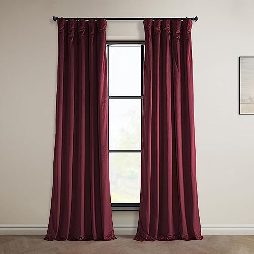 HPD Half Price Drapes Heritage Plush Velvet Curtain (1 Panel), Polyester Blend, Dark Merlot, 50 in x 96 in