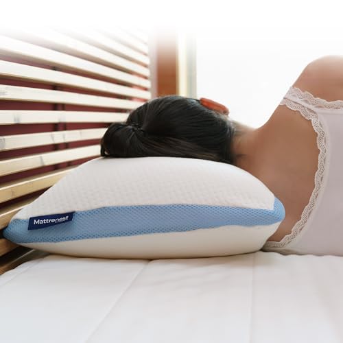 Mattreness Almohada Bambú Visco y Latex Transpirable - Funda BAMBÚ - FIRMEZA Media-Alta Premium Confort de Lujo - 65x40cm - Hecho en EU