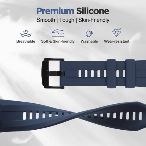 Image of XMUXI 22mm Watch Strap Compatible with Huawei Watch GT6 Pro GT 6 /5 /4 /3 46mm Straps Quick Release for bip 6 /Venu3 /Venu4 45mm /Vivoactive 4,Galaxy Watch 3 45mm Silicone Bands (NO WATCH)