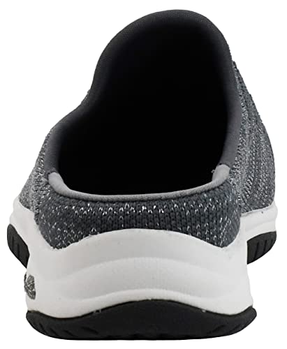 Skechers Skechers Women's Commute-Knitastic-Engineered Knit Open Back Mule, Charcoal/Silver, 7 M US