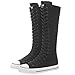 Price comparison product image Jamron Women Fashion Canvas Dance Boots Knee High Bicycling Boots Girls Fancy School Shoes Black 905 UK6.5