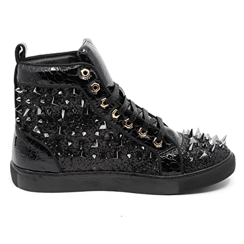 Men's High Top Sparkly Spike Flat Fashion Casual Sneakers Shoes SNK-024