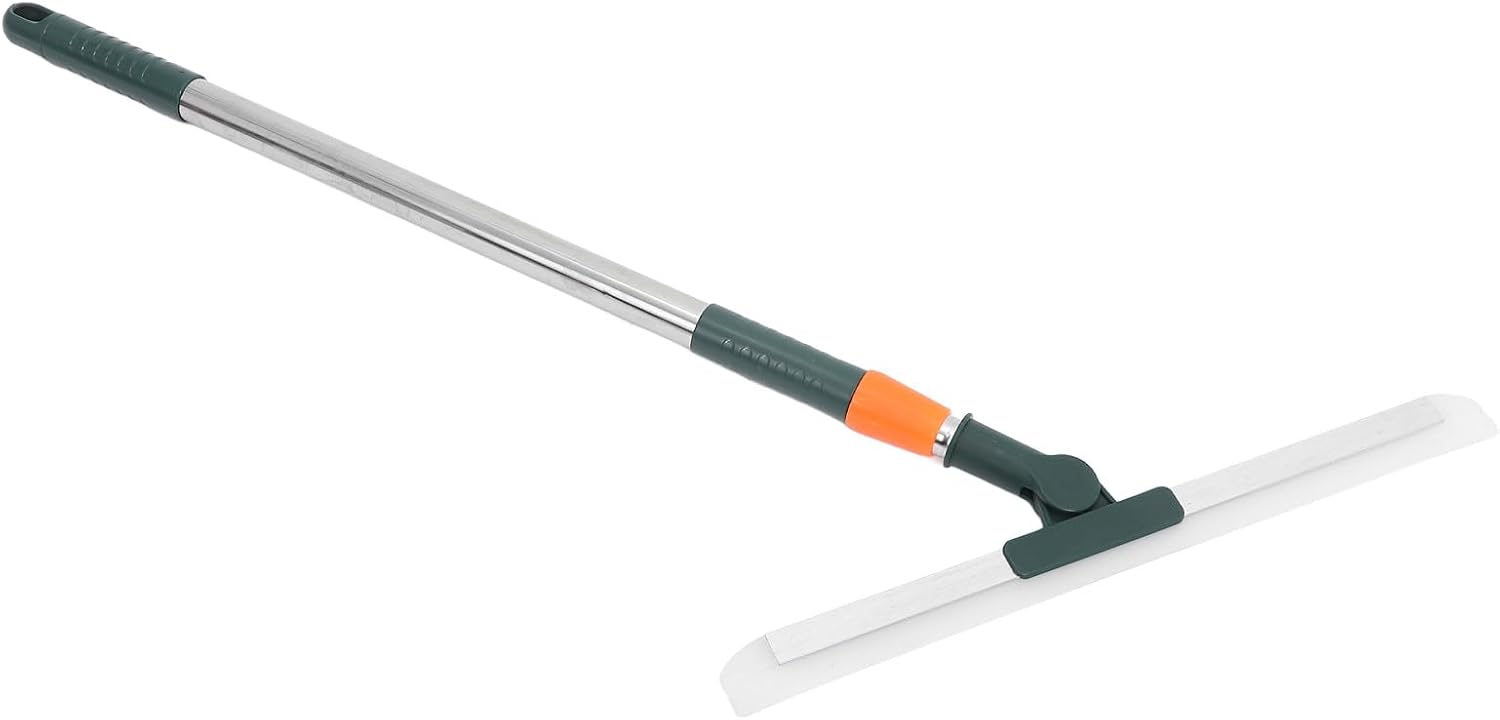 Long Handle Silicone Squeegee 36cm with Extension Pole, Water Scraper for Shower Tiles and Bathroom Floor Cleaning, Scratch-Resistant Silicone Blade for Home Use