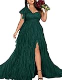 Women's Plus Size Wedding Guest Long Dress One Shoulder Summer Maxi Elegant Evening Party Cocktail Gown for Bridesmaid Prom Dark Green 2XL