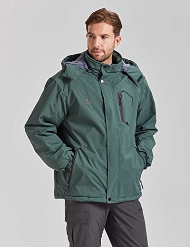 Image of ELLSWOS Men's Waterproof Ski Jacket Winter Snow Coat Warm Hooded Raincoat Windproof Windbreakers