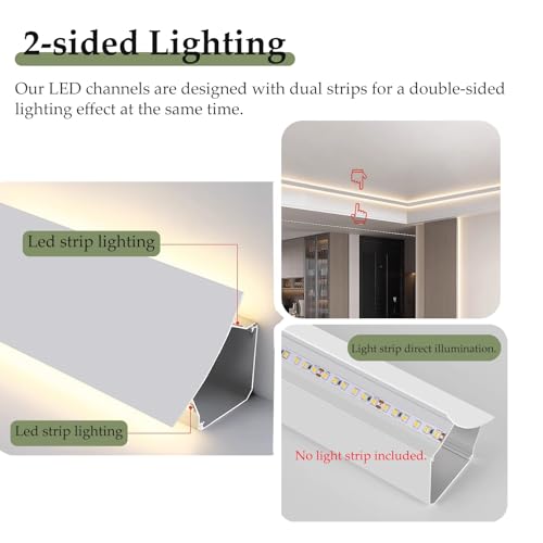 Moldura de cornisa LED para techos riel de iluminación indirecta perfil aluminio 2m 3