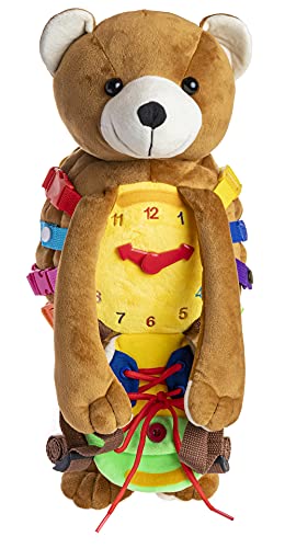 Buckle Toys Bear Backpack - Toddler Backpack & Stuffed Animal Learning Activity – Develops Fine Motor & Basic Life Skills – Soft Plush Kids Travel Toy - Billy Bear #TOP7