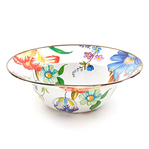 MACKENZIE-CHILDS-Enamel-Breakfast-Bowl-Unique-Soup-Bowl-or-Cereal-Bowl-Dinnerware-White-Flower-Market-Set-of-1 MACKENZIE CHILDS Enamel Breakfast Bowl Unique Soup Bowl or Cereal Bowl Dinnerware White Flower Market Set of 1