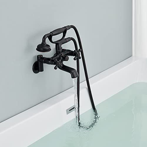 Robinet de baignoire avec douchette mitigeur mural bain douche bronze huilé 3004
