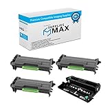 SuppliesMAX Compatible Replacement for Brother DCP-L5500/DCP-L6600/HL-L5100/HL-L5200/HL-L6300/MFC-L5700/MFC-L6800/MFC-L6950 Drum/Toner Value Combo Pack (1-Drum Unit/3-Toners) (DR-820_1PK/TN-850_3PK)