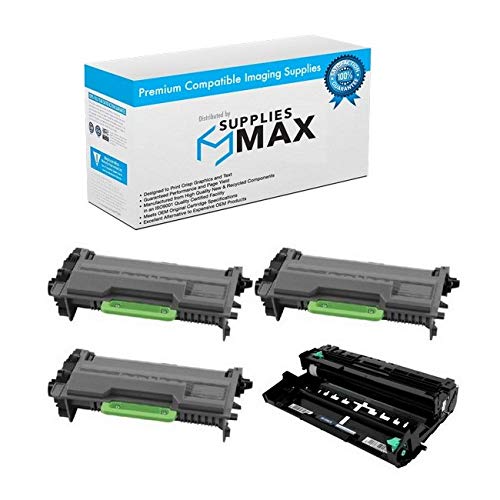 SuppliesMAX Compatible Replacement for Brother DCP-L5500/DCP-L6600/HL-L5100/HL-L5200/HL-L6300/MFC-L5700/MFC-L6800/MFC-L6950 Drum/Toner Value Combo Pack (1-Drum Unit/3-Toners) (DR-820_1PK/TN-850_3PK)