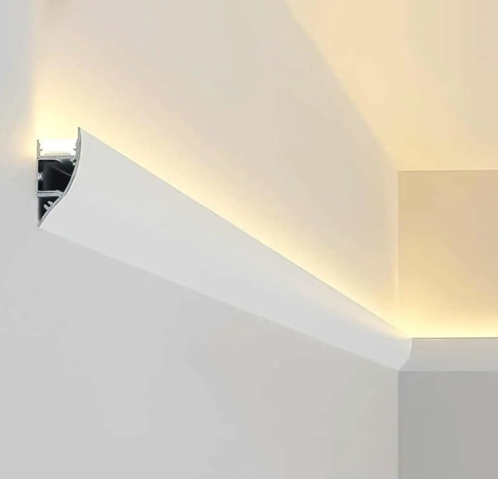 Trendy Illumina Indirect Wall Washer LED Aluminium Profile Light | Premium Linear Light Housing | Architectural Cove & Accent Lighting | Without LED Strip | 1 Meter (Pack of 3)-image-16