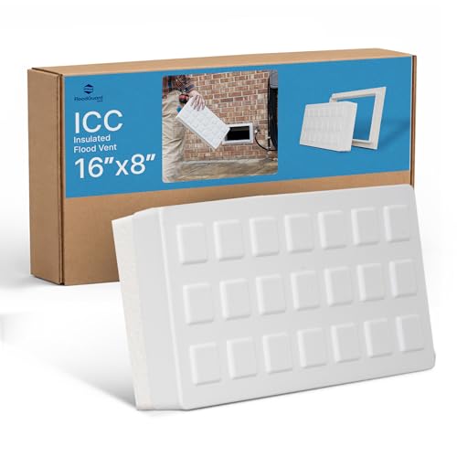 FloodGuard Vents ICC Insulated Flood Vent 168 Sealed Design ICC-ES Certified FEMA & NFIP Compliant Automatic Foundation Flood Vent for Crawl Space Covers Up to 300 Sq Ft UV-Treated ABS White