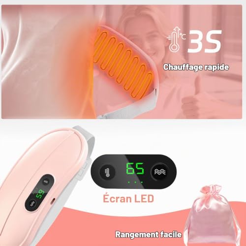 Ceinture chauffante regle douloureuse, iklestar 5000mAh Coussin chauffant pour les crampes menstruelles avec 6 modes de chaleur et de massage, ceinture regles douloureuses et les crampes dorsales – vue 7