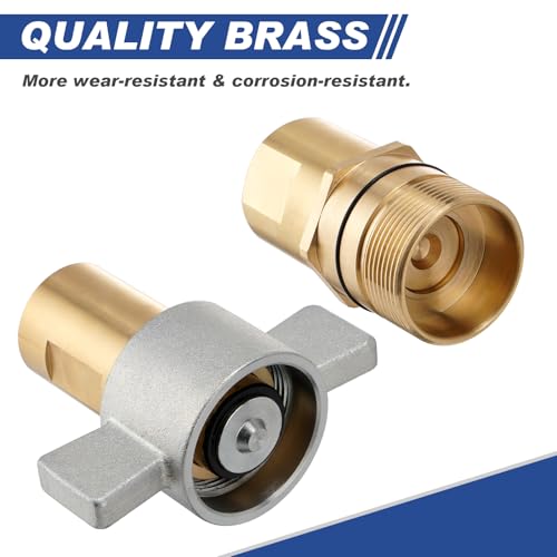 Image of 1 inch NPT Wet Line Wing Nut Hydraulic Quick Disconnect Coupler /Coupling Set, Heavy Duty Brass For Live Dump Trailer Hydraulic Systems