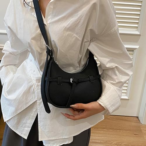 Small Crescent Shoulder Bag for Women Vegan Leather Crossbody Purse Cute Y2K Underarm Hobo Bag Mini Tote Handbag 20253
