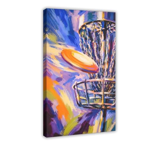 Toile Frisbee Golf : réveillez un mur blanc triste avec ce tableau bleu et orange