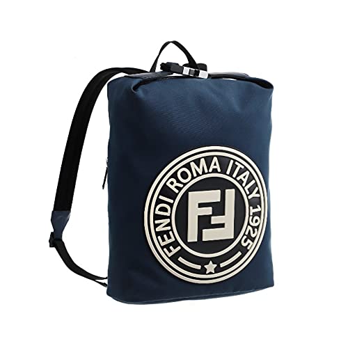 Fendi Zaino Marine Blue Canvas Stamp Logo Backpack 7VZ044 Fendi Zaino Marine Blue Canvas Stamp Logo Backpack 7VZ044