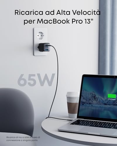 Caricatore USB C rapido 735 (Nano II 65W) Pod a 3 Porte PPS, Alimentatore Compatto USB C per MacBook PRO/Air, iPad PRO, Steam Deck, Galaxy S20, dell XPS 13, Note 20, iPhone 17 Pro Max/16, Pixel - Hub USB - Immagine 1