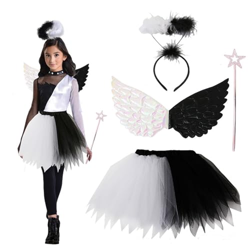 Costume de carnaval pour enfant - Costume d'ange pour fête - Accessoire de cosplay - Tenue d'Halloween pour enfants, Noir , taille unique