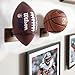 Rovarahoom Basketball Holder Wall Mount, 2 Pcs Walnut Wood Ball Holder for Storage Soccer Volleyball Football Autograph, Basketball Rack Display for Boys Sports Accessories Organizer Wall Decor