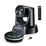 TONGVEO AI 12X PTZ Conference Camera System with Bluetooth Microphones, Auto-Tracking USB3.0 1080P 60fps Webcam,75° Wide-Angle All-in-One Video Conference Solution for Church & Office