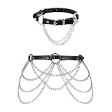 QIXNBL 1 Gothic Catena Cintura E 1 Gamba Catena, Stile Punk Catena Del Corpo, Catena Della Vita Di Modo, Vacanza Indossare Accessori Di Corrispondenza, Catena Decorativa Delle Donne.