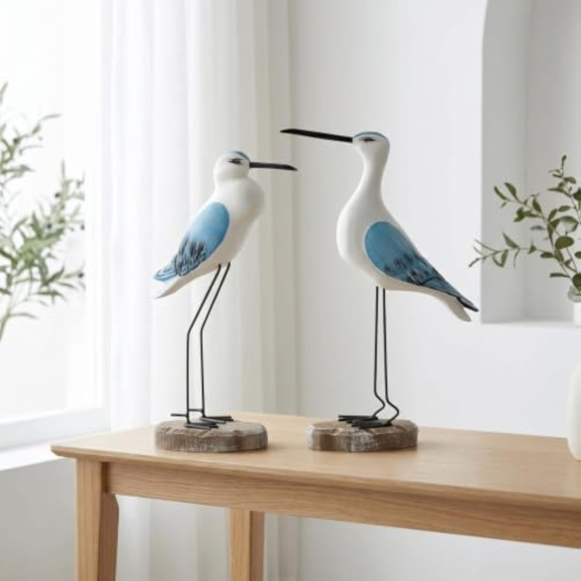 2 Pieces Tabletop Bird Figurine Sculptural Sculpture