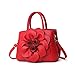 Produktbild hysxm 3D Blumen Geprägte Mode Luxus Damen Handtasche PU Leder Braut Hochzeit Messenger Schultertasche Party Female Totes Bag, rot