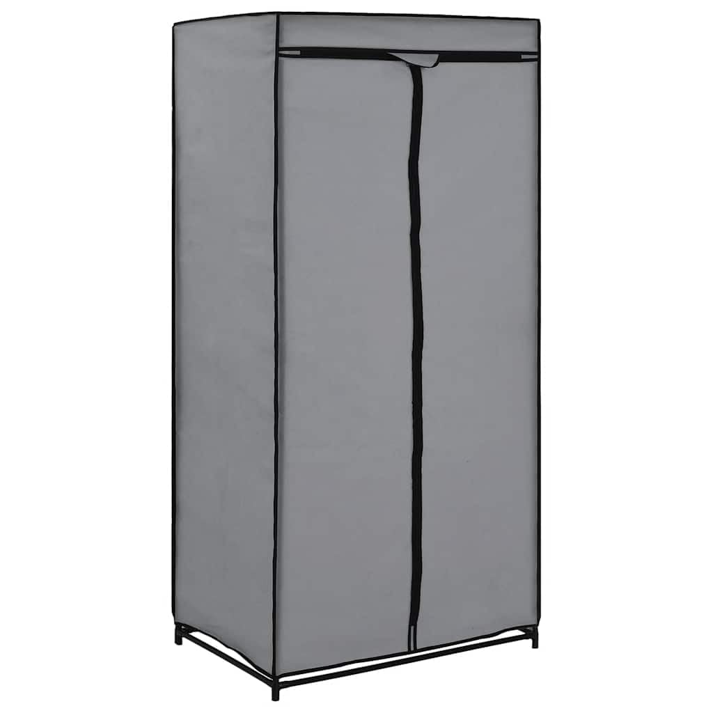 vidaXL Kleiderschrank mit Reißverschlüssen Faltschrank Stoffschrank Campingschrank Garderobe Schrank Regal Garderobenschrank Grau 75x50x160cm