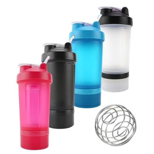 Coqueteleira Whey Shaker Academia com Compartimento Divisórias para Suplementos 450ml (Azul)