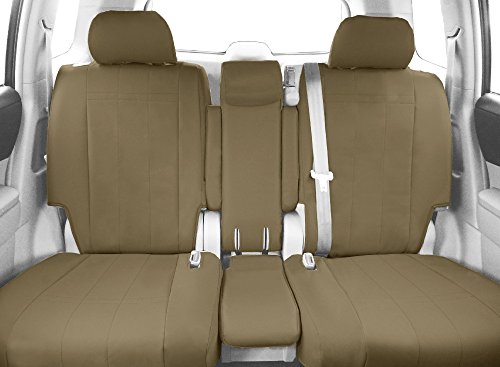 Front 40/20/40 Split Bench Seats, CalTrend DuraPlus Seat Covers for 2009-2010 Ford F-150|Ford F-250 Super Duty|Ford F-350 Super Duty|Ford F-450 Super Duty Beige Beige Insert and Trim