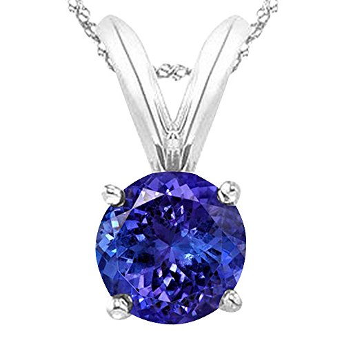 1/2 to 5 Carat Round Natural Real Tanzanite/Sapphire/Ruby/Emerald/Black/Brown/Blue Diamond Pendant Necklace AAA Quality2