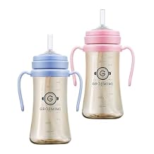 GROSMIMI PPSU Spill Proof Magic Sippy Cup 10 oz Bundle Pink,Skyblue 2 Pack