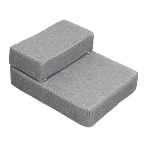 Pet Stairs for Small Senior Dogs   Steps & Ramp with Washable Cover, Anti Slip Base [for Puppies, Cats, Beds, Sofas, Cars]  Gris Oscuro