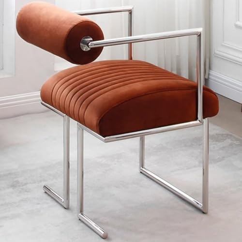 Elegante y moderna silla tapizada con reposabrazos y respaldo acolchados, perfecta para sala de estar, dormitorio, balcón o apartamento, muebles decorativos con marco de metal
