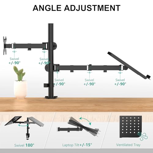 Image of WALI Laptop and Monitor Stand for 17 inch Notebook and 27 inch Screen