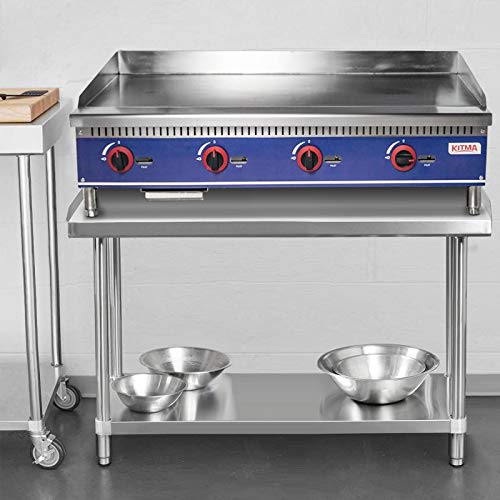 KITMA Stainless Steel Equipment Grill Stand with Undershelf for Restaurant - Heavy Duty Griddle Stand Table - 48x28 Inches…