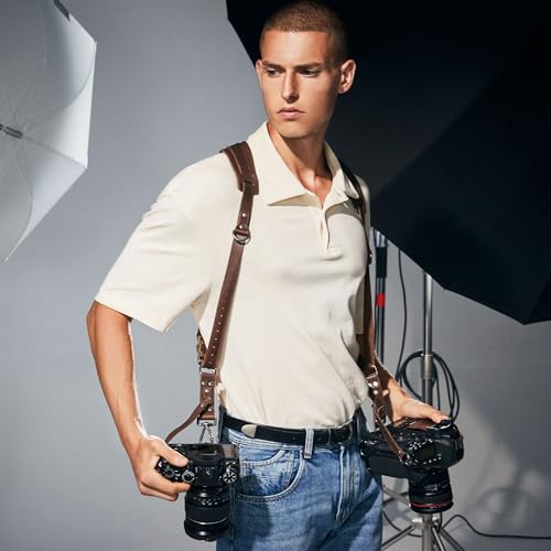 Padwa Lifestyle Dual Camera Harness Strap for Two-Cameras - Dual Shoulder Full Grain Leather Harness,Multi Double Camera Gear for DSLR/SLR Strap,Double Camera Harness for Photographers,Brown by Padwa Lifestyle - Image 7