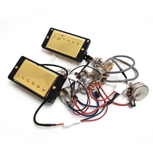 Solder-Free Guitar Humbucker Pickups,with Quick-Connect Terminals – for Gibson Les Paul Style Guitars，High-Output Bridge Pickup & Tone Upgrade Guitar Bridge Neck Pickups Replacement Parts (Gold)