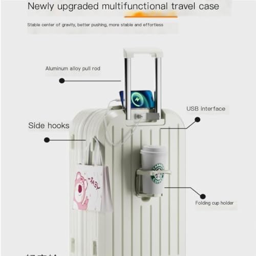 Suitcase Light suitcase, boarding case, password box, durable suitcase, trolley case, universal wheel zipper case Luggage(White)3