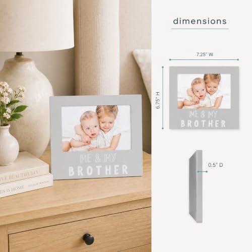 Pearhead Me and My Brother Sentiment Photo Frame, Big Sister or Brother Gift, Sibilng Pictures, Baby Keepsake, 4" x 6" Insert, Gray - 2