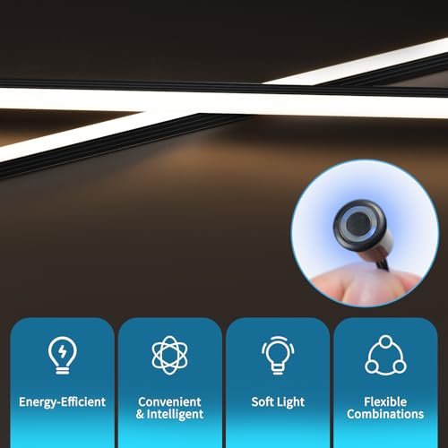 art3d led recessed lighting kit - 6pcs self-adhesive white led light with smart switch 3000k touching switch light for wood slat wall panels headboards stairs under cabinet home decor