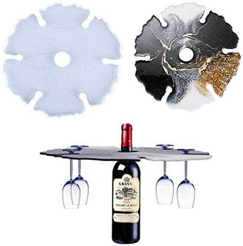 Estante para copas de vino Moldes de resina Fundición epoxi Molde de silicona Silicona Irregular Copa de vino Soporte Bandeja Posavasos Molde Cristal de ágata Fabricación de joyas Molde DIY