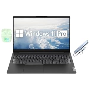 Lenovo V15 G4 15.6″ FHD Laptop Computer, 24GB RAM 1.5TB Storage (1TB SSD+512GB Docking Station Set), 8-Cores AMD Ryzen 7, Windows 11 Pro with Microsoft Office Included, PLUSERA Earphones, Black