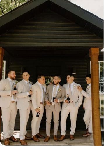 Mi Bo Tong Mens Linen Suit 2 PC Mens Summer Suit Slim Fit Blazer Pants Set Beach Wedding Summer Suit for Men4