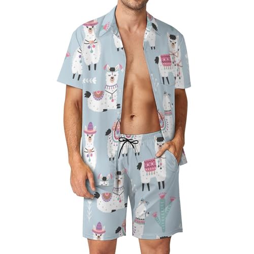 Ensemble chemise hawaïenne et short d'été hommes Alpaga Mignon S