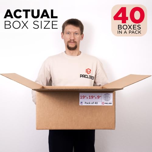 Image of Medium Cardboard Boxes 19 inchL x 19 inchW x 9 inchH (Pack of 40) - USA-Made Packing Boxes for Moving, Shipping, or Storage - USPS, UPS, FedEx Approved - Professional Packing Supplies for Moving | USA-Made Packing Boxes for Moving, Shipping, or Storage - USPS, UPS, FedEx Approved - Professional Packing Supplies